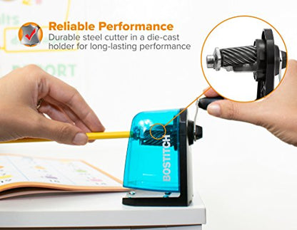 Bostitch Office Multi-Mount Manual Pencil Sharpener, Vacuum Mount or Screw Mount, Blue (MPS2-BLUE) - color: Blue