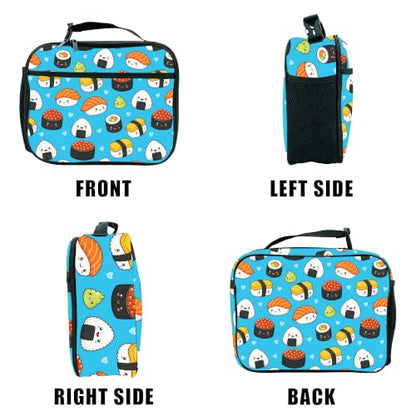 Sushi Lunch Box Insulated Reusable Lunch Bag Tote Cooler for Women Men Boy Girl School Work Office Picnic - color: Sushi