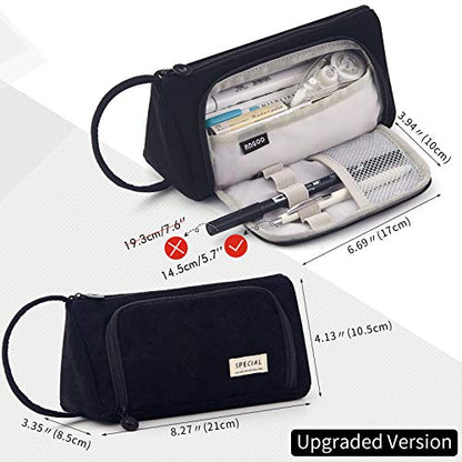 EASTHILL Big Capacity Pencil Case Pouch Pen Case Simple Stationery Bag School College Office Organizer for Teens Girls Adults Student - color: Black