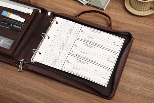 Personalized 3 Ring Check Binder, Business Checkbook Holder Zippered, Engraved for 3 on a Page Checks, Fits 3 & 9 Holes, Dark Khaki - Custom - color: Dark Khaki, size: Custom
