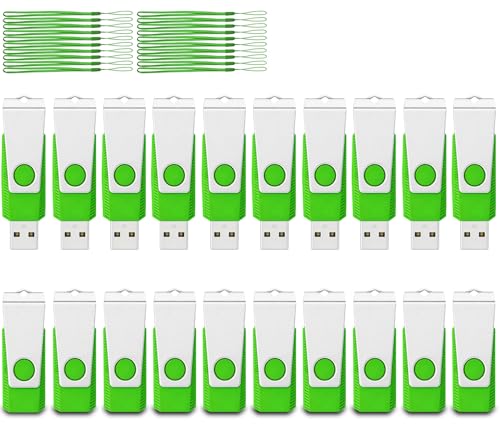 20 Pack 2GB USB Flash Drive Fat AGECASH Zip Drive USB 2.0 Thumb Drive | 2GB Flash Drive Bulk Jump Drives Multipack Flashdrive Memory Stick for Data Storage with Lanyard (Green 20Pack) - color: Green-20, size: 2GB