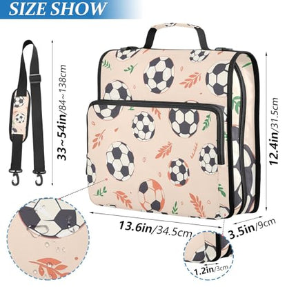 3 Ring Zipper Binder with Shoulder Strap Soccer Ball Pink 1.5 inch Binders Keeper Large Capacity Multi Pockets for School Office Supplies