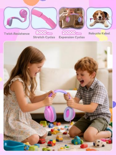 Acer Kids Headphones Wired for School - Over Ear Design, 85/94dB Safe Volume Limit, 3.5mm Jack Foldable Headphones for Toddler Boys Girls Classroom Yoto Player Chromebook Travel (Pink) - color: Pink