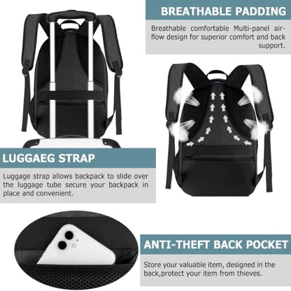 BIKROD Lunch Backpack, Insulated Cooler Lunch Bag Backpack, Large School Backpacks for Teen Boys Water Resistant Back Pack Gift for Men Fit 17 Inch Laptop, - color: Black