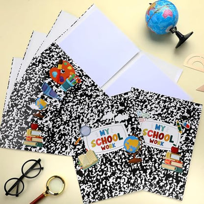 Kosiz 12 Pcs 9x12 Composition Book 2 Pocket Folder, Cute Marble Take Home File Bulk Kid Student Homework Paper File Folder for School Classwork Office Home Classroom Teacher Business Party Supply - style: Composition Book
