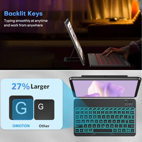 Bluetooth Keyboard for iPad, 7-Color Backlit, Rechargeable 10 inch Wireless Keyboard for iPad 10th/9th/8th Gen, iPhone,Tablet, Smartphone iOS Android Windows Computer