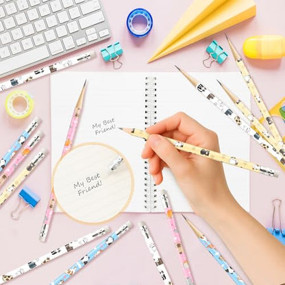 Xqumoi 60Pcs Cat Pencils with Erasers - Kawaii Cat Themed #2 HB Wooden Cute Pencils in Bulk Birthday Party Favors Classroom Student Rewards Goodie Bag Fillers Stuffers Back to School Gift - style: Cat