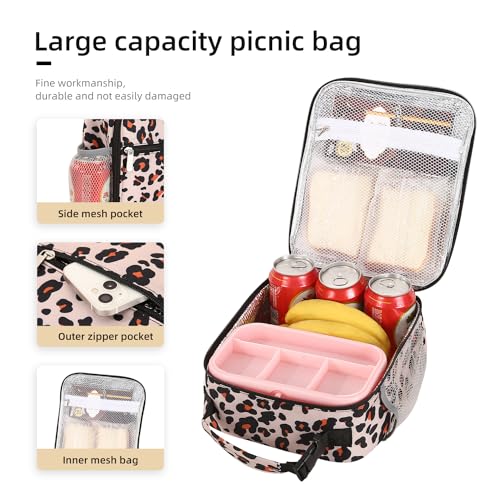 Lovoeo Lunch box Lunch bag for men women Insulated Lunchbox Lunch bags for Work Picnic Travel (Leopard) - color: Leopard
