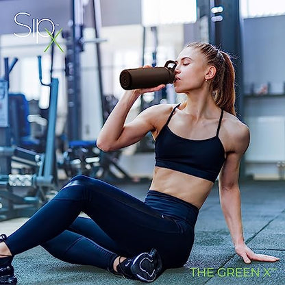 SipX™ Insulated Water Bottle with 3 Lids 25 oz (750 mL). Leakproof Stainless Steel, Triple Insulated – Cold 24 Hours/Hot 12 Hours – Durable Bottle for School, Gym, Travel – Black - color: Black, size: 25 Ounces