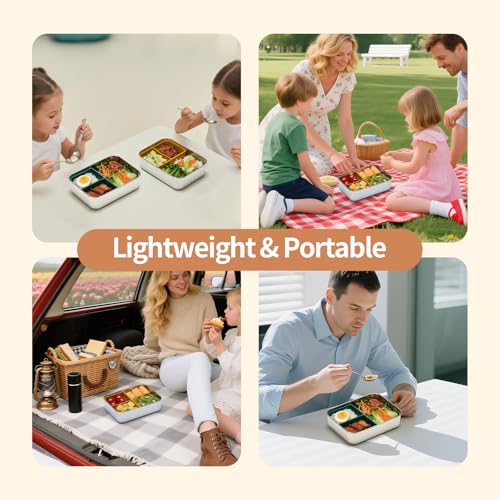 Stainless Steel Bento Box for Kids Adults, Toddler Lunch Box Containers with Silicone Lid,Removable 3 Compartment Design,Leakproof Snack Container, BPA Free, Dishwasher Safe-(1200ml,Yellow) - color: Yellow