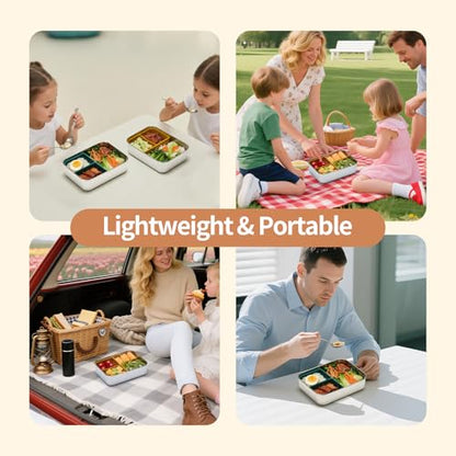 Stainless Steel Bento Box for Kids Adults, Toddler Lunch Box Containers with Silicone Lid,Removable 3 Compartment Design,Leakproof Snack Container, BPA Free, Dishwasher Safe-(1200ml,Dark Green) - color: Dark Green