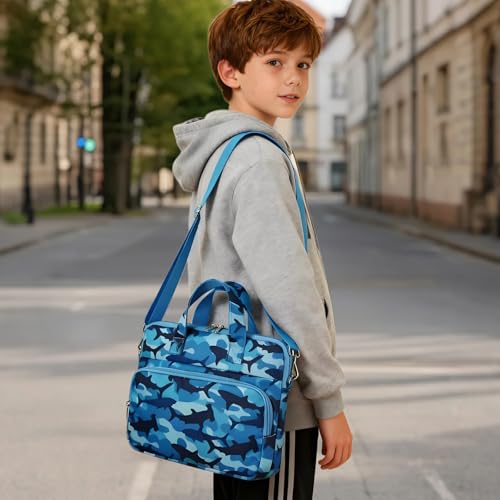 Octsky Tablet Sleeve Bag Kids Tablet/Ipad Carrying Bag 12.5 inch with shoulder strap, soft Lining - color: Shark Blue