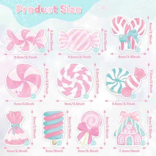 Xqumoi 30 Pack Christmas Pink Candy Sticky Notes - Xmas Sweet Lollipop Self Sticky Notepads Self-Adhesive Writing Memo Pads Office School Supplies Birthday Party Favors Gift Goodies Bag Fillers - style: Christmas (Candy)