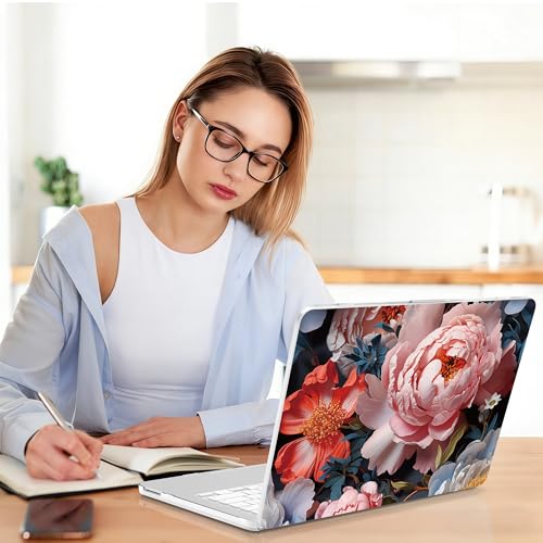 Teryeefi for New MacBook Neo 13 inch 2026 Release Model A3404, Sleek Hard Shell Cover, Keyboard Skin, Screen Protector & USB-C Adapter (Pink Flower W077) - color: Pink Flower W077