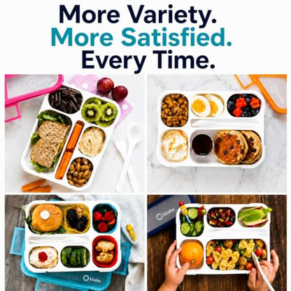 kinsho Bento Box Lunch-Box Containers for Kids, Adults | 6 Compartment Lunch-Boxes | Leakproof School Bentobox, Snack or Meal Portion Container | BPA-Free, Teal - color: Teal