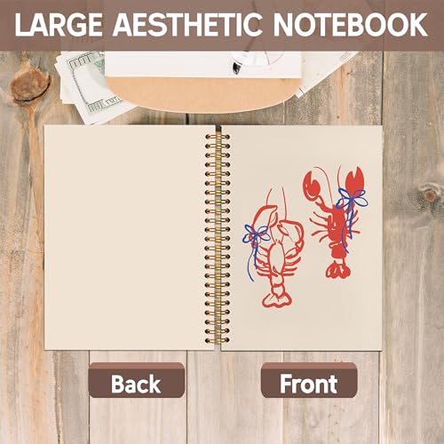 KAOWT Lobster Ocean Notebook Journal, Beach Lobster Notebooks for Note Taking, Beach Gifts for Women Journal, Coastal Ocean Hardcover Spiral Notebook 5.5x8.3in - color: Summer notbook-cray