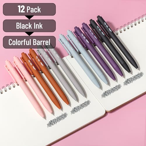 Mr. Pen- Retractable Gel Pens, 12 Pack, Black Ink, Earthly Neutrals Barrel | Fine Point 0.5mm, Fast Dry, Smooth Writing, Cute Pens for Drawing, Writing Planner and School Supplies - color: Earthly Neutrals Barrel, Black Ink, size: 12 Pack