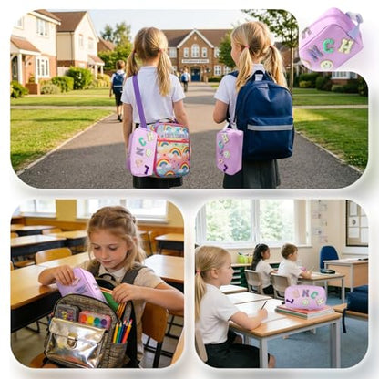 Small Lunch Bag for Girls with 2 Ice Packs, Insulated Mini Lunch Box, Freezable Cooler Bag for Kids Toddler, Reusable Snack Bags for School, Cute Lunchbox Back to School Supplies