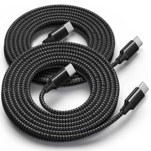 Awnuwuy 60W USB C to USB C Cable 15ft 2Pack, Long Type-C Fast Charging Charger Cord Compatible with iPhone 15/15 Pro/15 Plus/15 Pro Max,Samsung Galaxy S23 S22 Note 20 10,Pixel 7,MacBook Pro/Air,Black - color: Black, size: 15FT