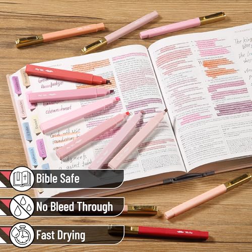 Mr. Pen- Aesthetic Highlighters and Ballpoint Pens No Bleed, 12 Pack | Shades of Pink, Bible Highlighters and Pens No Bleed, Fast Dry and No Smear for Bible Journaling, Planner, School Supplies - color: Shades of Pink, size: 12 Pack