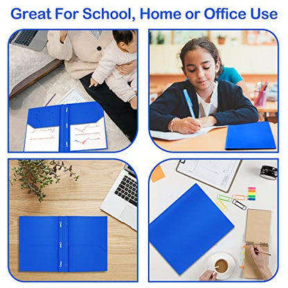 Heavy Duty Plastic Folder, 60 Pack, Pocket Folder with brads, Letter Size Poly File, Plastic Folders with 3 Prongs Fasteners - Blue - color: Blue, size: 60 PACK