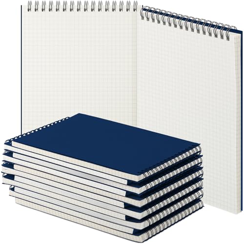 Engrowtic 6 Pack Graph Paper Spiral Notepad A5 Top Wirebound Notepad Grid Notebook Steno Pad Memo Notebook Grid Paper 140 Pages for Writing Sketching Drawing Office Supply (Blue) - color: Blue