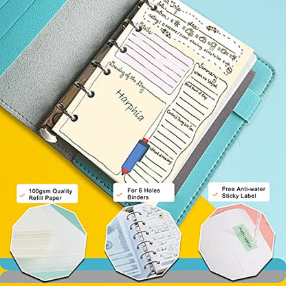 A7 Planner Refill,4 Pcs per Set, 360pages, Plain Blank Paper, with Label Stickers Gift,Mini Binder Refills,6 hole/100gsm Thick Paper/4.84 x 3.23'', Harphia - color: Plain