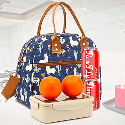 FlowFly Insulated Lunch Bag With Shoulder Strap for Women, Men, and Kids, Large and Reusable, Handle, Freezable Work and School Travel Tote and Meal Prep Organizer,Alpaca - color: Alpaca