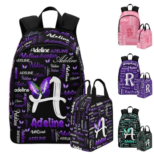 Custom Girls School Backpacks Name Repeated Girls Backpack Colorful Backpack with Kid's Name Casual Book Bags Lunch Tote Bag for Kid Girl Boy Personalized Schoolbag for Girl Birthday School - color: Color 10