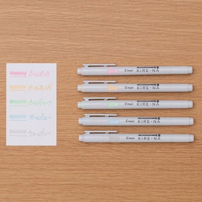 PILOT KIRE-NA Highlighter Set, Pastel 5 Colors, Chisel and Fine Tip, Quick-Dry Pigment Ink, SKIW-1-5C2 - color: Set of 5 pails