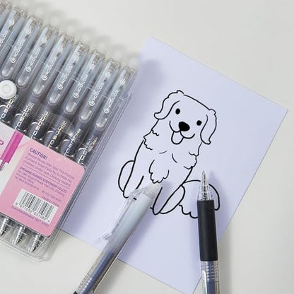 12Pcs Retractable Erasable Gel Pens Clicker,Fine Point 0.7mm Smooth Writing Pens,For Writing Journaling Taking Notes School Office Home. (12Black) - color: 12Black