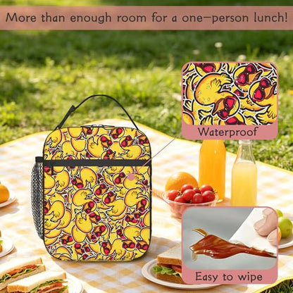 Duck Lunch Bag for Kids, Insulated School Lunch Tote | Cute reusable lunch bag with large capacity, insulated cooler tote for girls boys school, outdoor activities and snacks - color: Duck