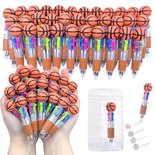 TOEMUR 100 PCS Multicolor Pen Set – 50 Cute Pens Bulk with 50 Pen Bags, Fun Pens for Party Favors, Christmas, Birthday, Kawaii Stationery for Student Prizes, Gifts Bulk for Friends (Basketball-1) - color: Basketball-1, size: 50