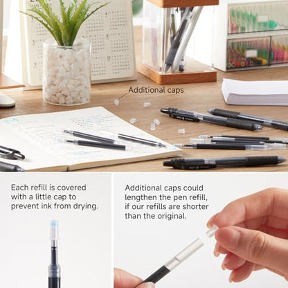 Retractable Gel Pen Refills, Shuttle Art 30 Pack Black Rollerball Gel Ink Pens Refills, Bulk Set, 0.7mm Fine Point for Writing Journaling Taking Notes School Office Home - color: Black, size: 30 Count (Pack of 1)