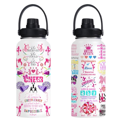 Cheer Water Bottle for Girls Women 32 oz,Cheerleader Stainless Steel Insulated Water Bottle Gifts,Cheerleading Gift for Teen Birthday for Cheer Coach Friend Besties - color: Cheerleader
