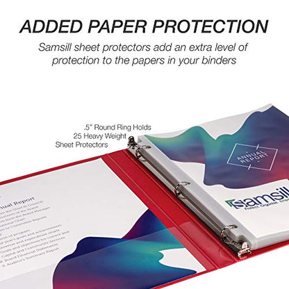 Samsill 4 Pack Durable 0.5 Inch 3 Ring Binders, Round Ring, Clear View Cover for Presentations, Red - color: Red, size: 0.5-Inch