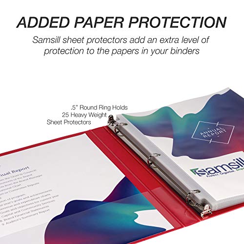 Samsill 4 Pack Durable 0.5 Inch 3 Ring Binders, Round Ring, Clear View Cover for Presentations, Red - color: Red, size: 0.5-Inch