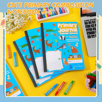 Watersay 24 Pcs Primary Composition Notebook K-2 with Picture Space Primary Journal Grades K-2 Animal Print 50 Sheet (100 Pages) Drawing and Writing Notebook for Preschool, 1st 2nd Grade (Blue Color) - color: Blue Color
