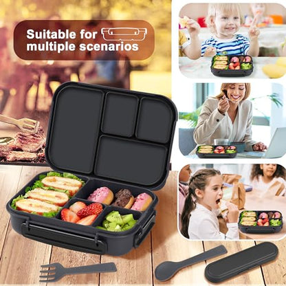 Amathley Lunch Box Kids,Bento Box Adult,Leakproof Lunch Containers for Adults/Kids/Toddler,1200ML-4 Compartments bento Lunch box with Utensil,Microwave & Dishwasher & Freezer Safe (Dark Gray) - color: Dark Gray