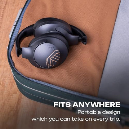 PowerLocus Bluetooth Headphones Over Ear, 50H Playtime with 4 EQ Modes Wireless Headphones with Microphone, HiFi Stereo Deep Bass, Soft Ear Cups, Foldable Lightweight Headset for Travel/Office/Workout - color: Black/Gold