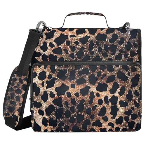 3 Ring Zipper Binder with Shoulder Strap Black Skulls Cats Gothic Style Binder Bag - color: Multicolored 11