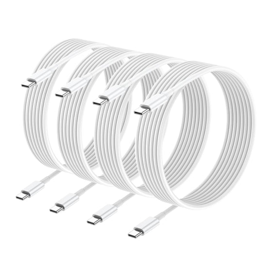 Apple USB C to USB C Charging Cable 4 Pack 10ft,60W [Apple MFi Certified] Compatible for iPhone 15/15 Pro/15 Plus/15 Pro Max New ipad Pro 12.9/11, Air 4/5, Mini 6, MacBook Air, (White)