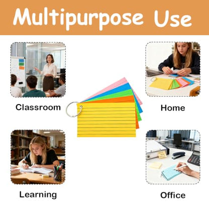 1500 Pcs White Index Cards with Rings, 3x5 Inch Flash Cards Bulk | with Holder for Studying, Notecards Lined for Office, Home, School Supplies College, Ruled Index Cards, Double Sided - color: 1500 Pcs (White)