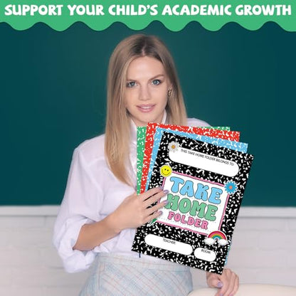 12PCS Homework Folders with 2 Pocket Back to School Take Home Folders Bulk for Students Letter Size Composition Notebook Classwork Organizer for Home Office Teachers Educational Supply 9.45 x 12.2 Inc - style: Composition