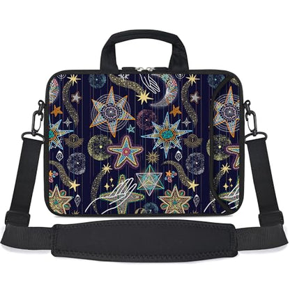 RICHEN 14 15 15.4 15.6 inch Laptop Shoulder Bag Messenger Bag Notebook Handle Sleeve Neoprene Carrying Case with Accessories Pocket (14-15.6 inch, Stars) - color: Stars, size: 14-15.6 inch