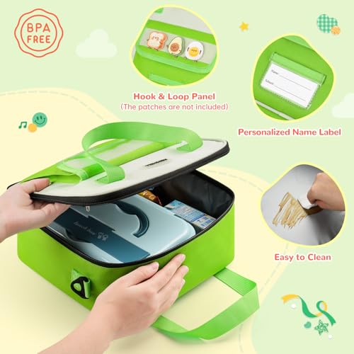 REDSHELL Lunch Box Kids, Large Insulated Lunch Bag for Boy Girl, Dark Green | Tactical Style, Cooler Lunchbag, Square Toddler Lunchbox, School & Daycare, Lunch Tote, Water Bottle Holder, Adjustable Strap - color: Dark Green