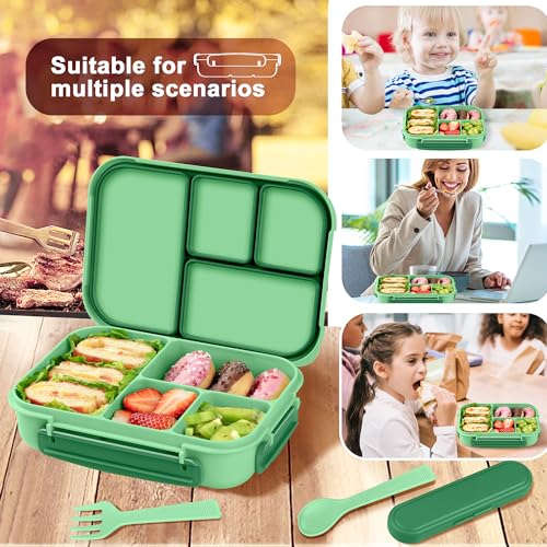 Amathley Lunch Box Kids,Bento Box Adult,Leakproof Lunch Containers for Adults/Kids/Toddler,1200ML-4 Compartments bento Lunch box with Utensil,Microwave & Dishwasher & Freezer Safe (Cyan) - color: Cyan
