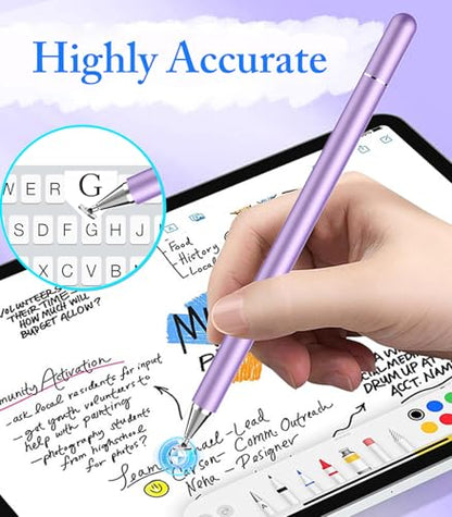 Kenkor Stylus Pen for Touchscreen, 2PCS iPad Pencil High Sensitivity & Precision Magnetic Disc, Stylus Pen for Nintendo Switch 2/iPhone/iPad/Samsung/Galaxy/Huawei/Microsoft Surface, All Touch Screens - color: Purple+Silver