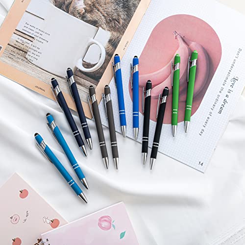 PASISIBICK 12 Pieces Ballpoint Pen with Stylus Tip, 2 in 1 Stylus Stylish Pen, Premium Metal Stylus Pen for Touch Screens, Black Ink, 1.0 mm Medium Point.(Pack of 12) - color: 12 Pcs Stylus Pens-2