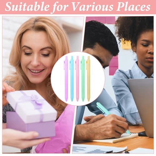 100PCS Gel Ink Pens Bulk, Cute Pens 0.5mm Retractable Press Quick Drying Fine Point with Black Ink, 5 Colors Pastel Office Supplies Smooth Writing Grip Ballpoint For Journals, Note Pads